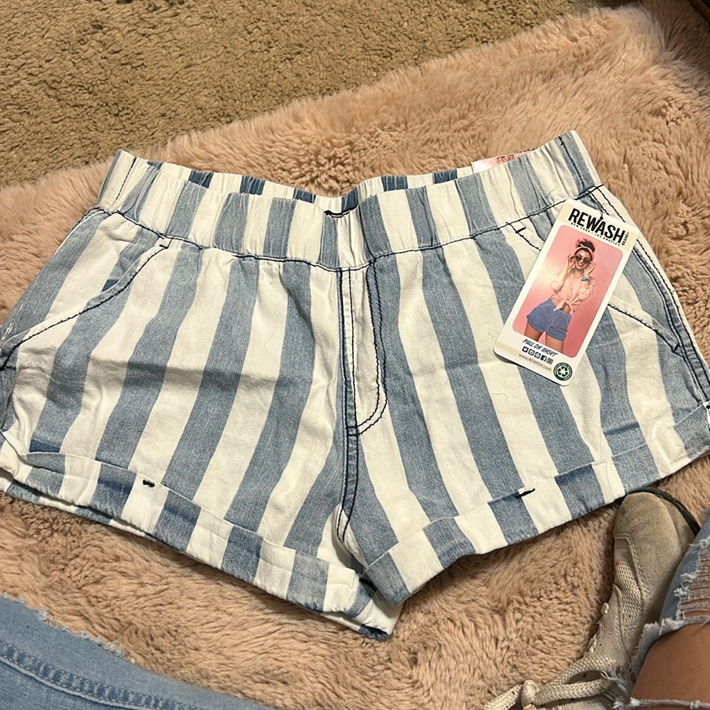 Blue and White stripped shorts. Size M. New with tags.